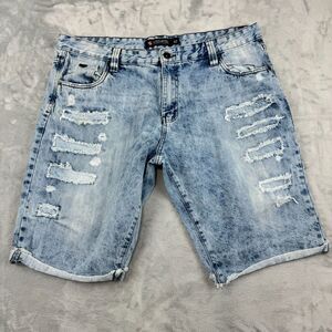 Vtg Southpole Jeans Shorts Mens 42 Blue Light Wash Distressed Y2K Baggy Jorts‎